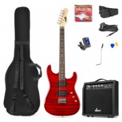 GIGKIT GUITARRA ELÉCTRICA ESTILO ACOLCHADO ROJO OSCURO